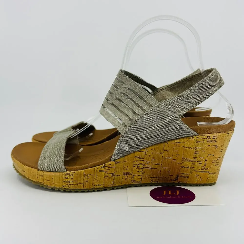 Skechers Women's Beverlee - Smitten Kitten Luxe Foam Wedge Sandals 38527 Size 9